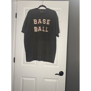 Comfort Colors Plus Size Graphic  T Shirt Baseball 2x Charcoal